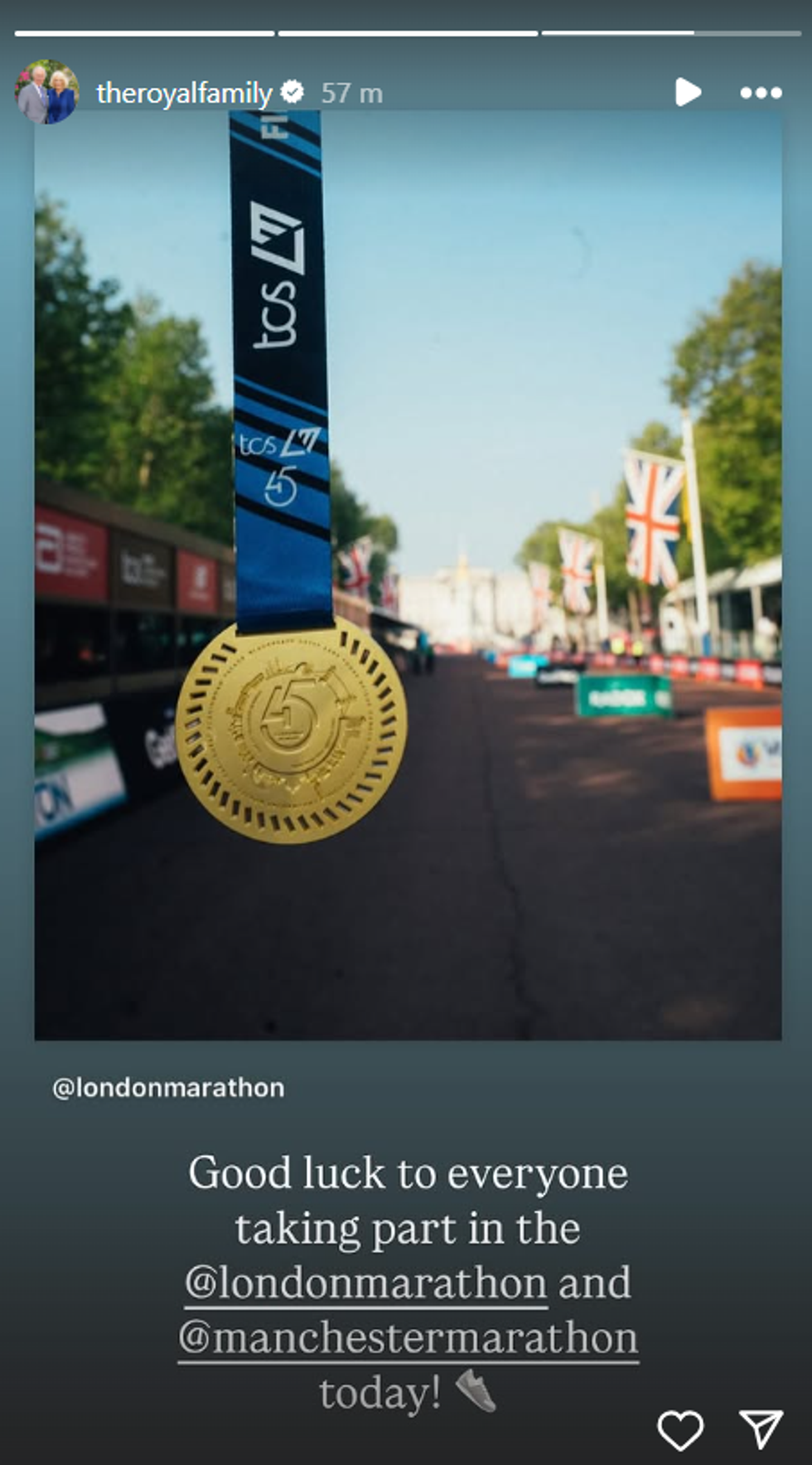 King Charles and Queen Camilla wish good luck to everyone taking part in the London Marathon