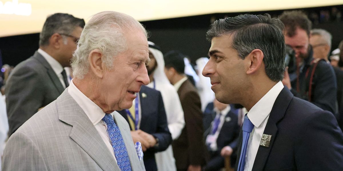 King Charles delivers BRUTAL message to Sunak as he wears Greek flags on tie amid Elgin Marbles row King Charles delivers BRUTAL message to Sunak as he wears Greek flags on tie amid Elgin Marbles row