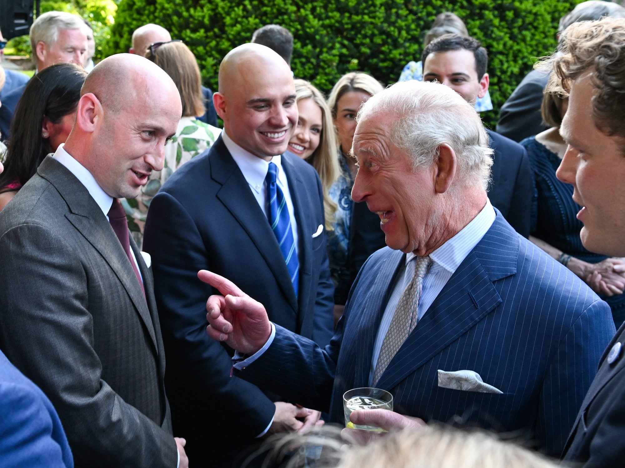 King Charles and Stephen Miller