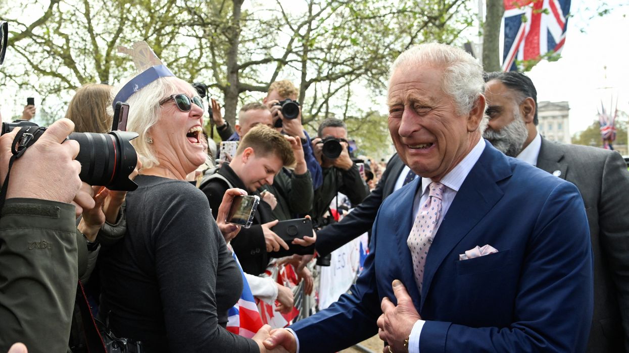 King Charles greeting members of the public ahead of his Coronation