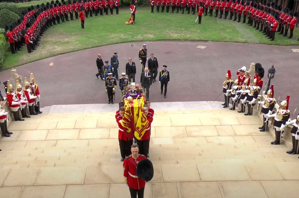 King Charles III and other members of the Royal Family followed behind the coffin