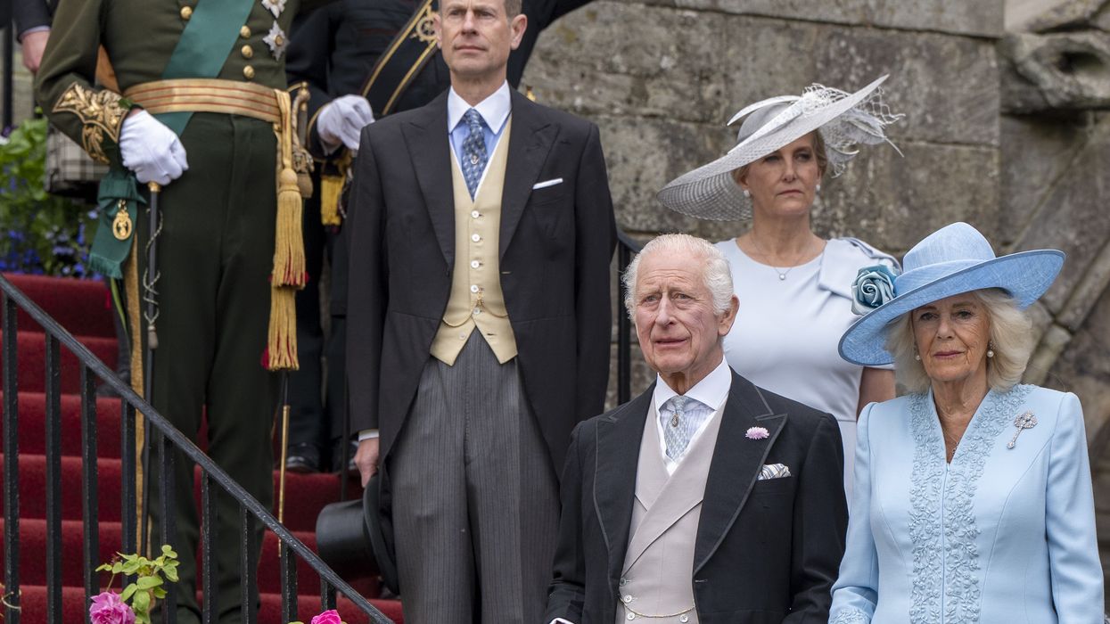 King Charles III and Queen Camilla with the Duke and Duchess of Edinburgh during the Sovereign's Garden Party held at the Palace of Holyroodhouse in Edinburgh