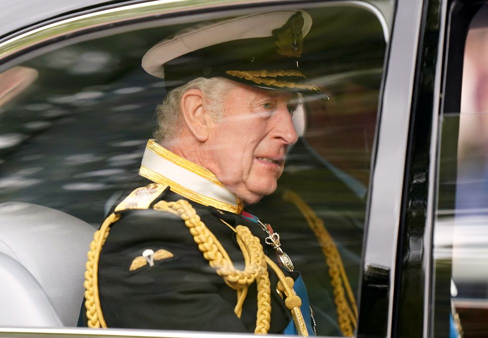 King Charles III arrives ahead of the State Funeral of Queen Elizabeth II, held at Westminster Abbey, London. Picture date: Monday September 19, 2022.
