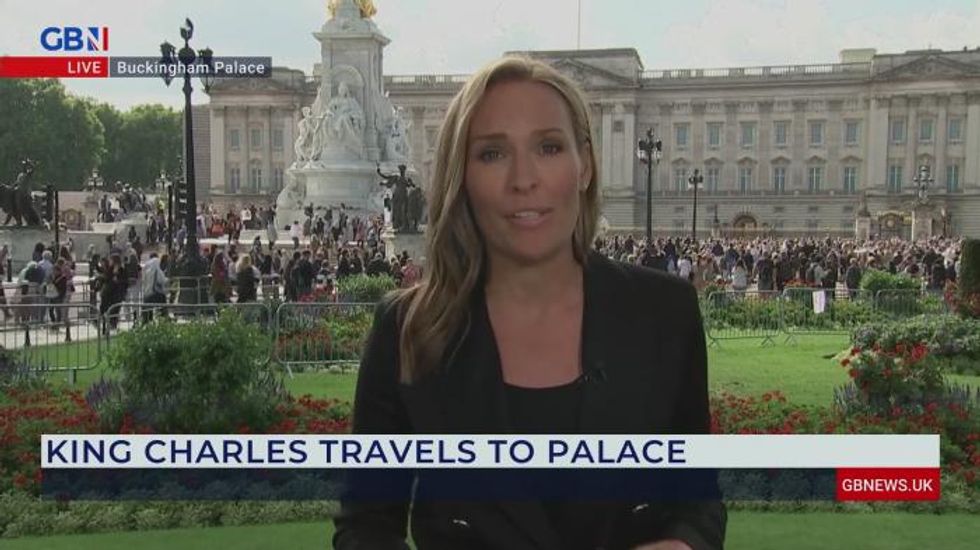 King Charles III met by mourners for Queen Elizabeth II at Buckingham Palace