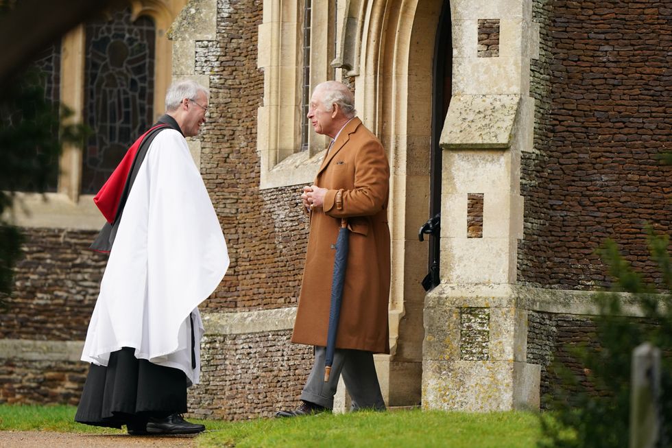 King Charles III attending the Christmas Day morning church service at St Mary Magdalene Church in Sandringham, Norfolk. Picture date: Sunday December 25, 2022.