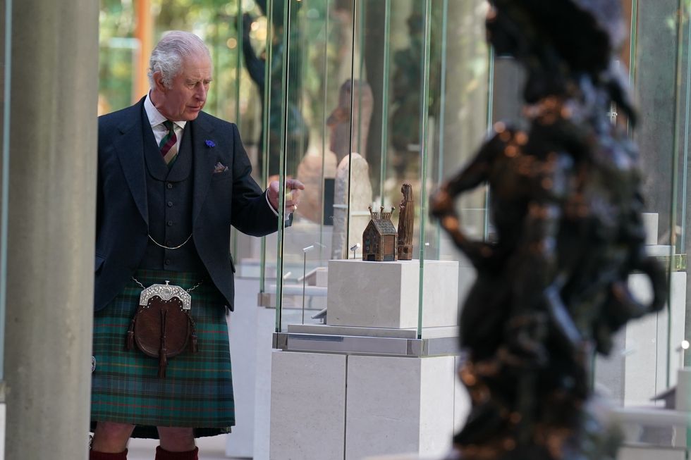 King Charles III during a visit to the Burrell Collection to officially re-open it following its six-year long refurbishment, at Pollok Country Park in Glasgow. Picture date: Thursday October 13, 2022.