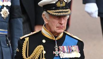 King Charles III joins the Ceremonial Procession of the coffin of Queen Elizabeth II at Windsor Castle for the Committal Service at St George's Chapel. Picture date: Monday September 19, 2022.
