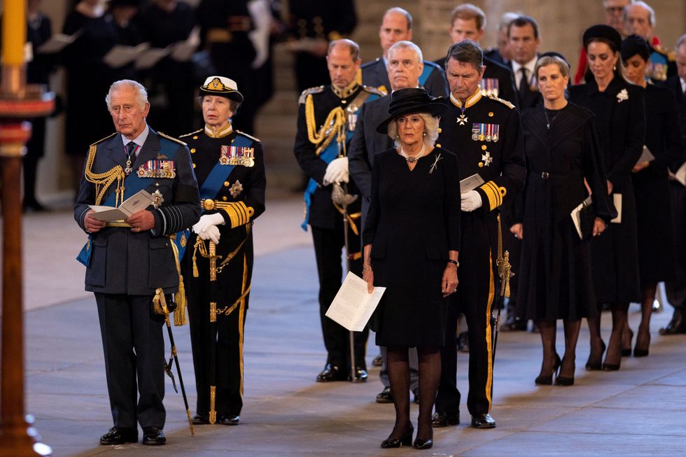 King Charles III leading members of the Royal Family in mourning