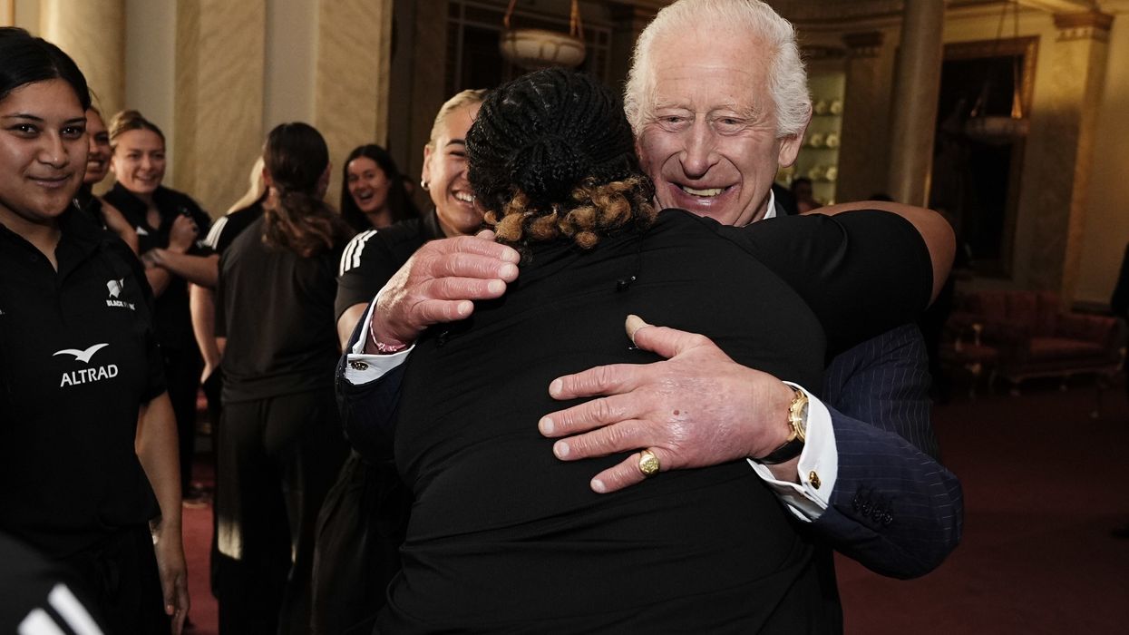 King Charles III meets New Zealand's Black Ferns rugby union team at Buckingham Palace
