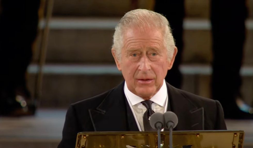 King Charles III speaking in Westminster