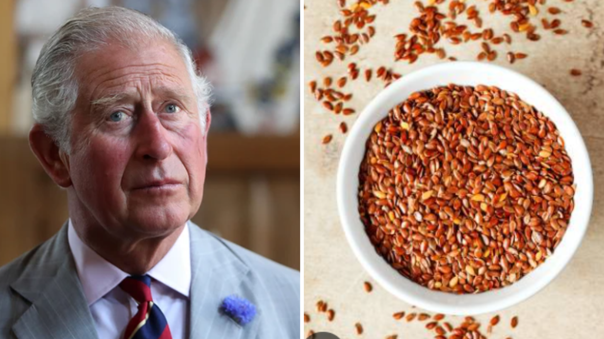 King Charles looking sombre next to seeds