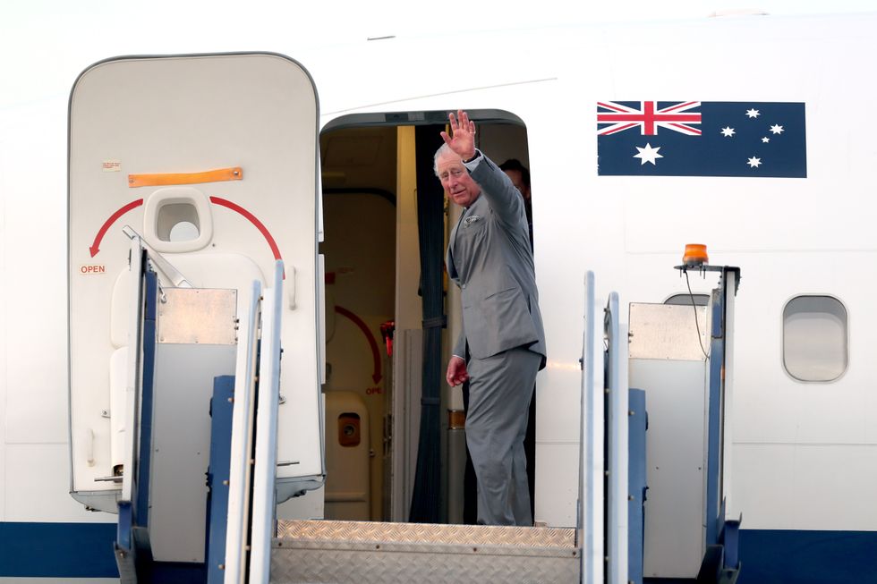 King Charles on Australia-flagged jet