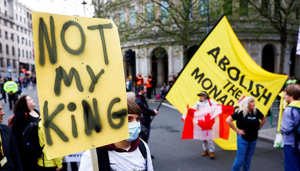 King Charles protests