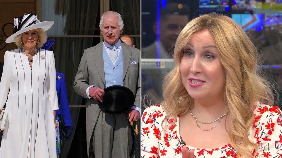 King Charles Queen Camilla and Sarah-Louise Robertson