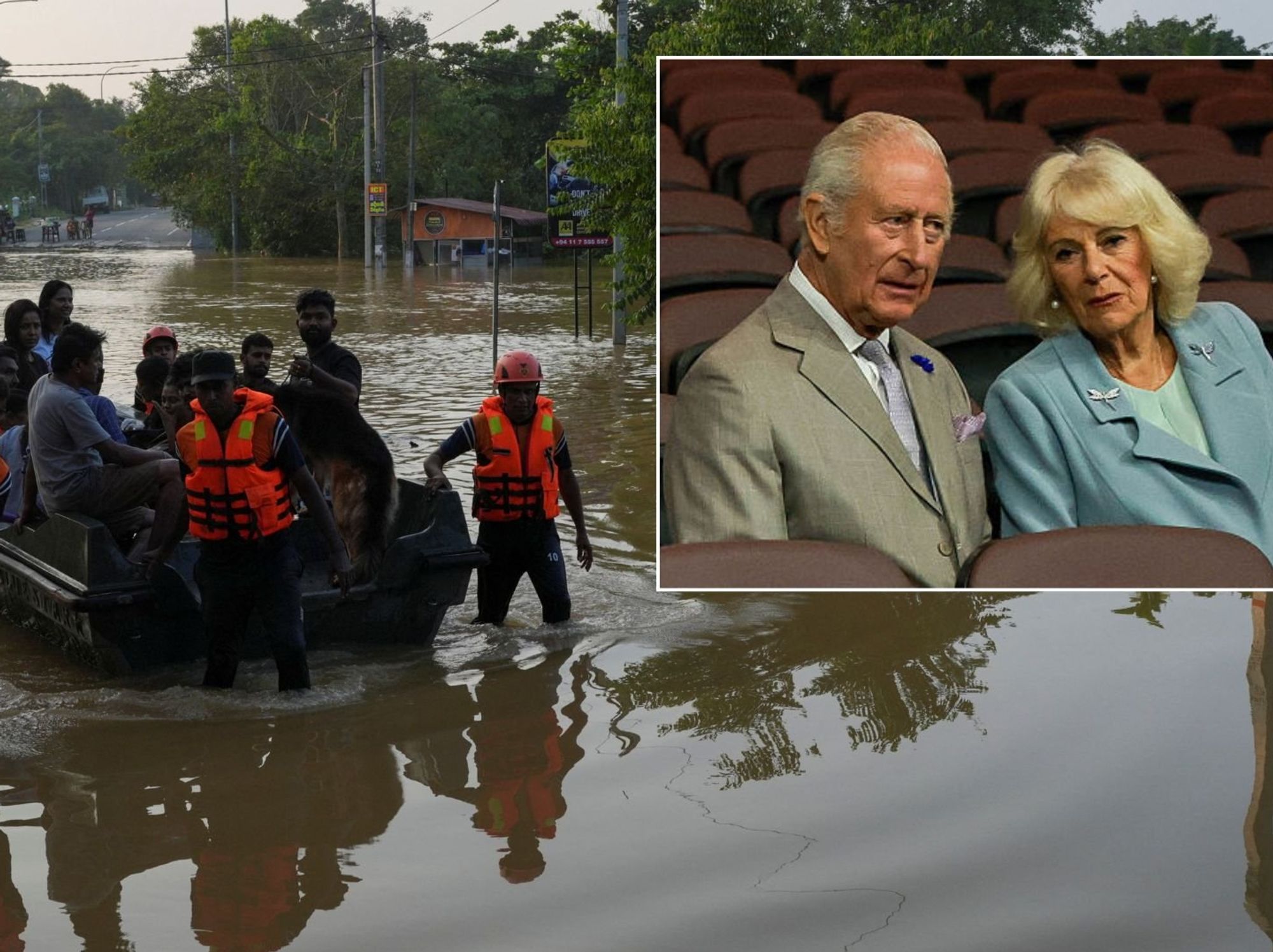 King Charles, Queen Camilla, flooding