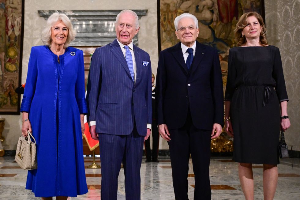 King Charles, Queen Camilla, President Sergio Mattarella and his daughter Laura