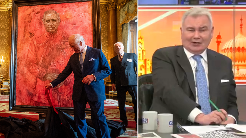 King Charles unveiling his portrait and Eamonn Holmes