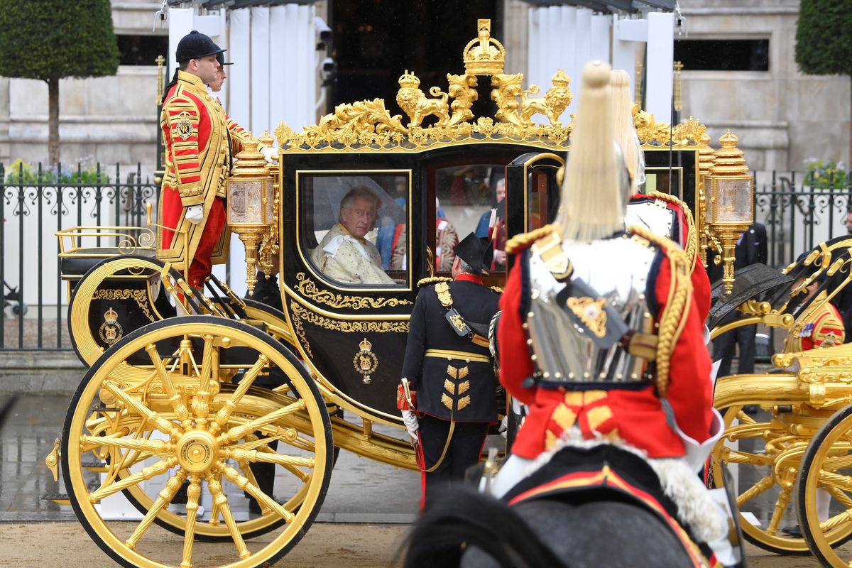 King Charles waiting to enter Westminster Abbey