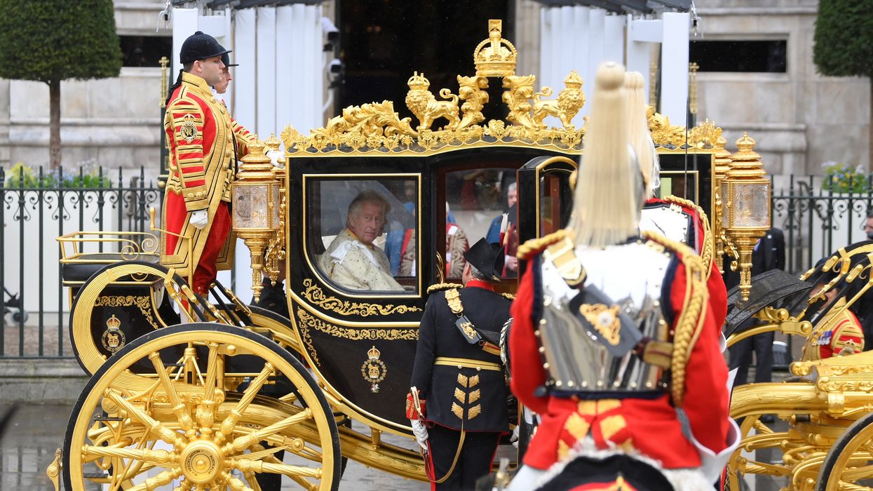 King Charles waiting to enter Westminster Abbey