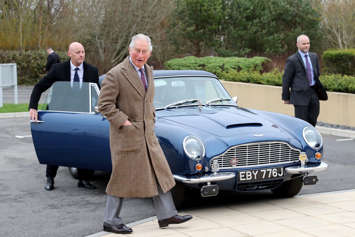 King Charles with his sustainable Aston Martin DB6