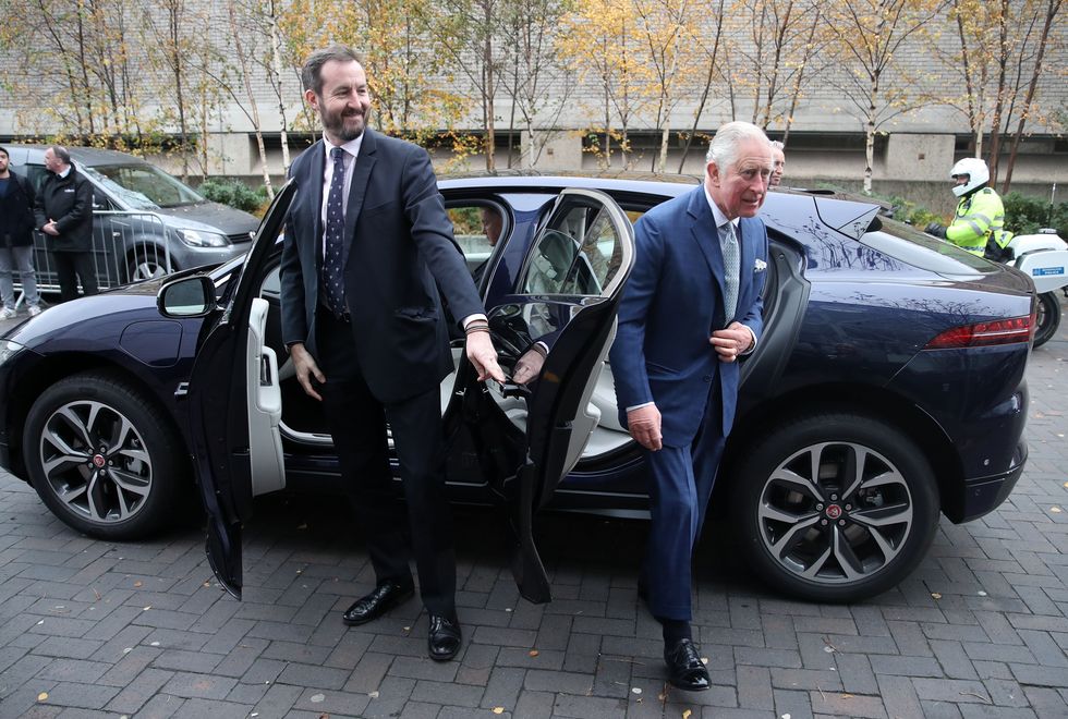 King Charles with the electric Jaguar I-Pace