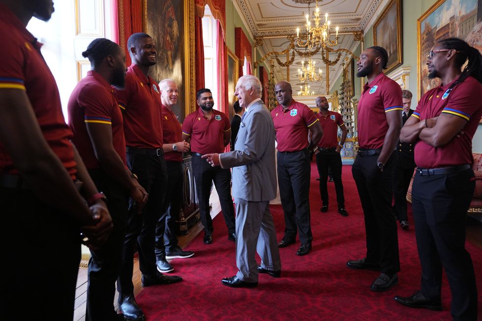 King Charles with the West Indies cricket team