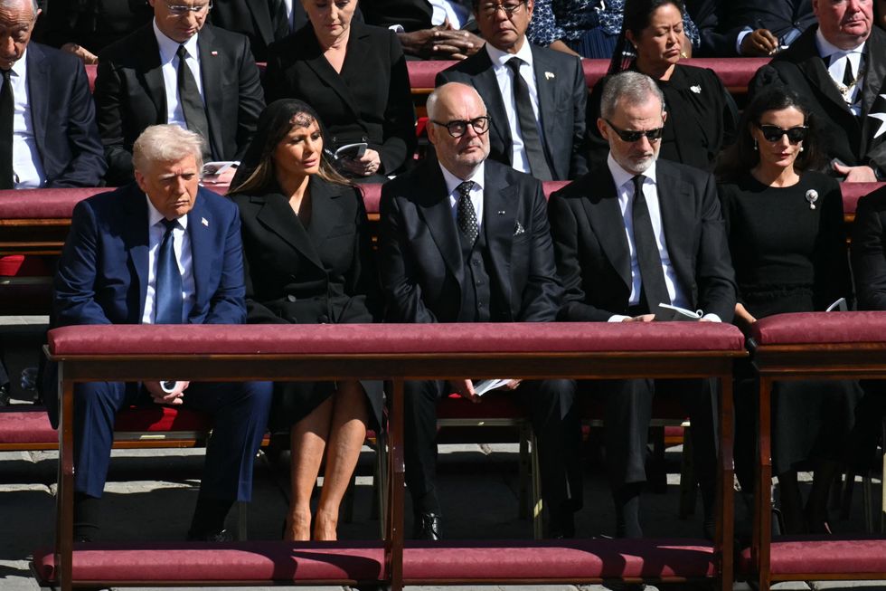 King Felipe, Queen Letizia, Donald Trump, Melania Trump and Estonian President Alar Karis (middle)