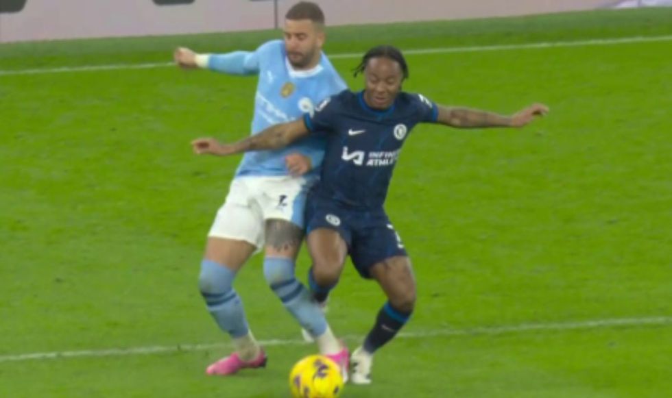 Kyle Walker was adjudged to have fouled Raheem Sterling