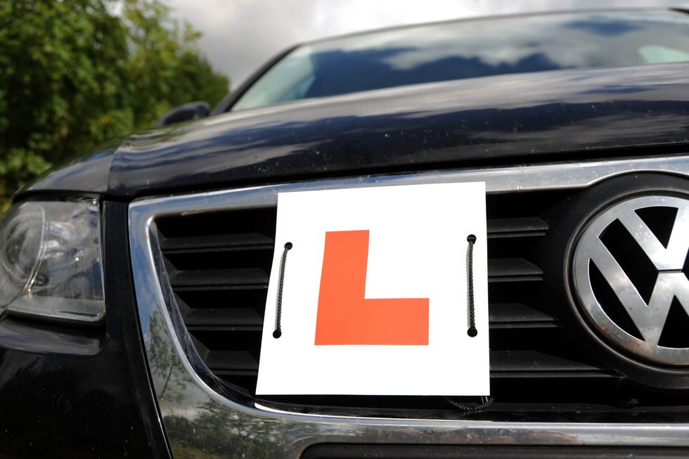 L plate on a car