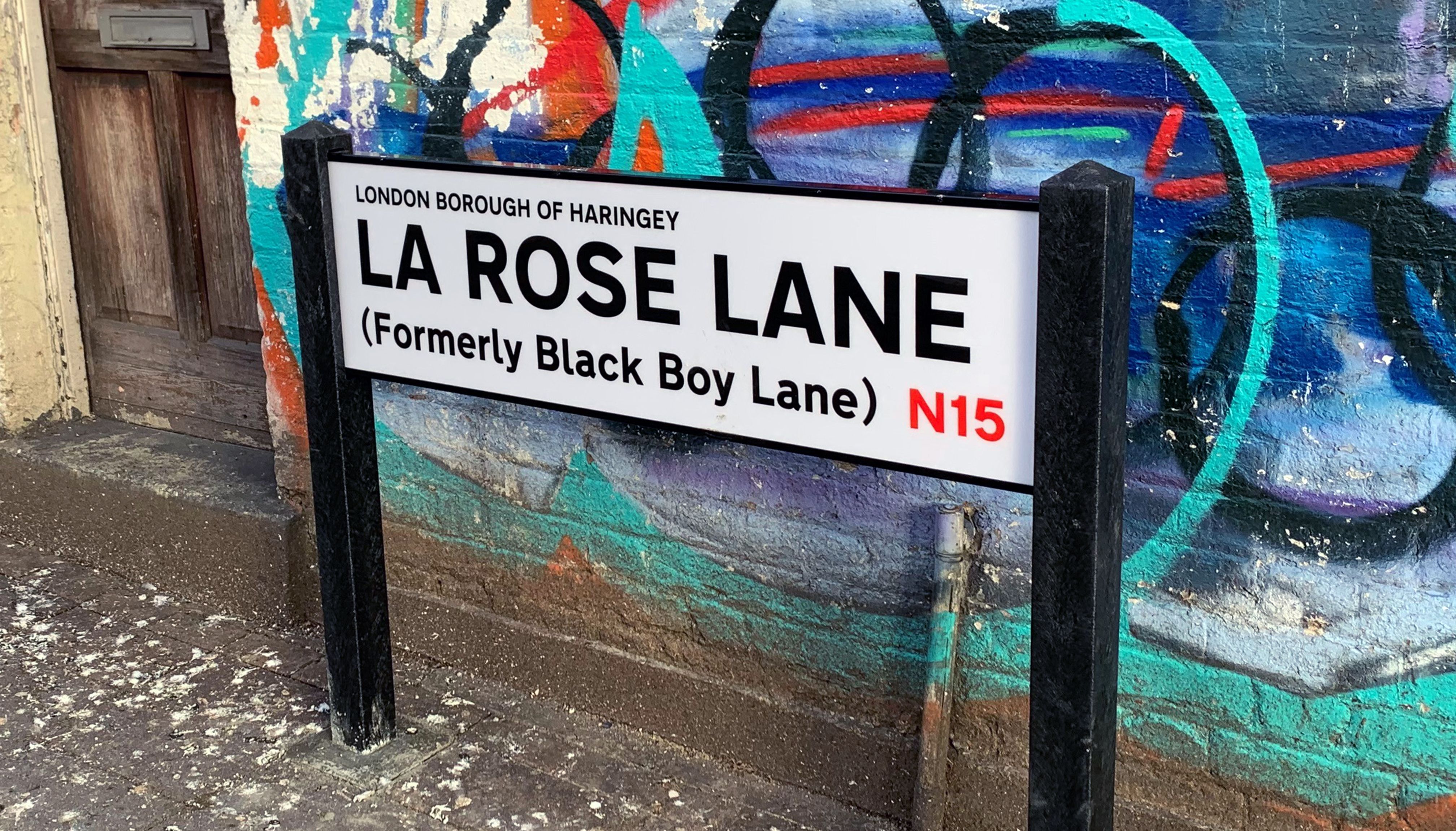 La Rose Lane in north London, which was renamed from Black Boy Lane