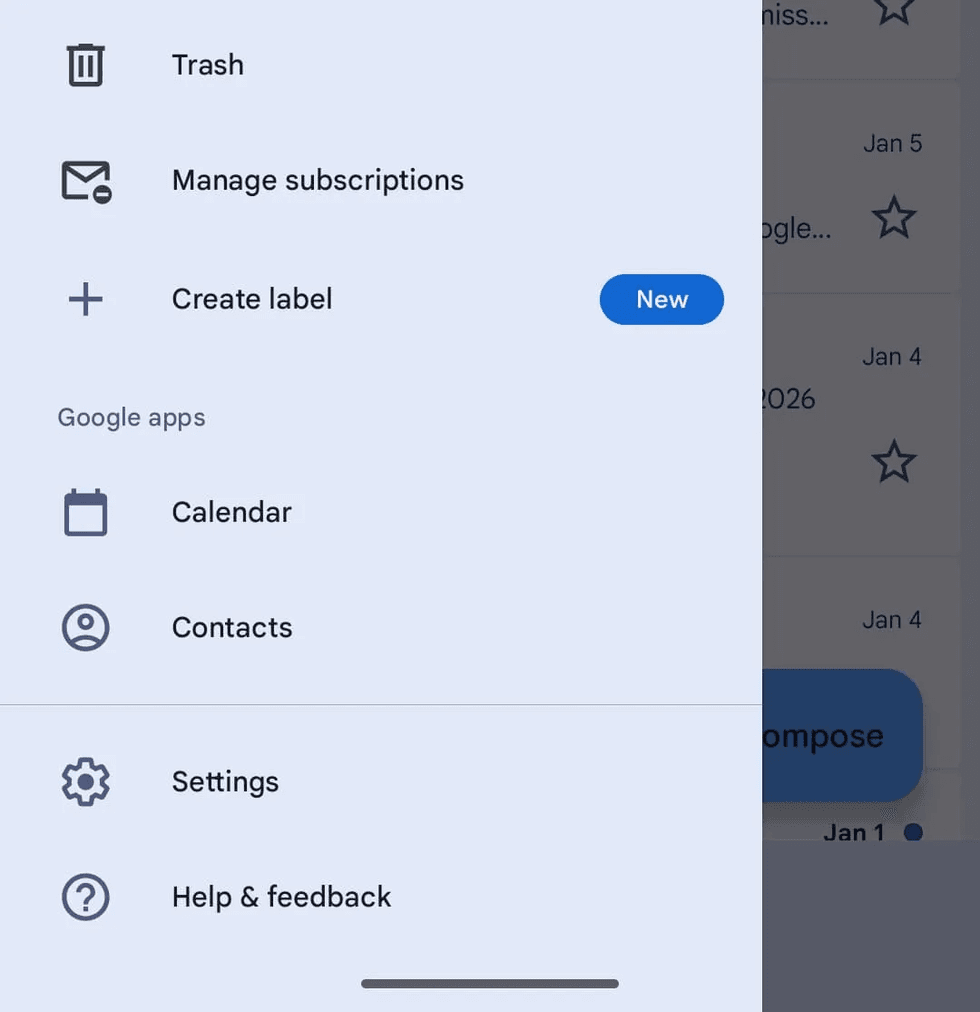Label tab on Gmail app for Android users