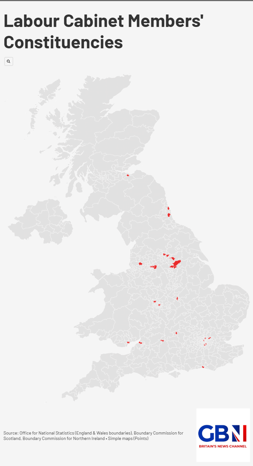 Labour Cabinet's constituencies