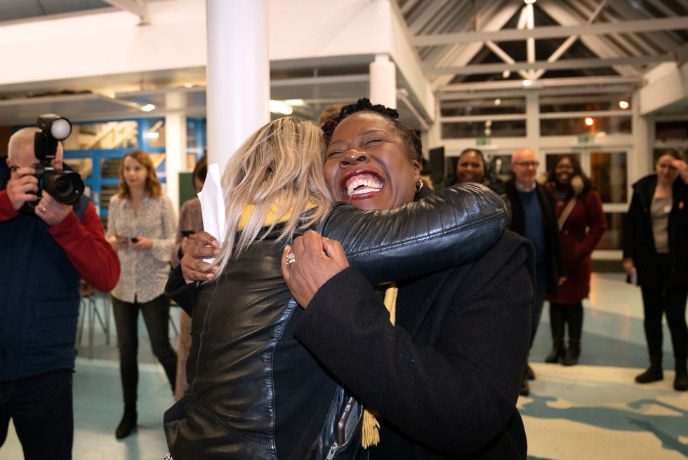 Labour candidate Paulette Hamilton reacts as she arrives at Erdington Academy for the count for the Erdington by-election. Picture date: Friday March 4, 2022.