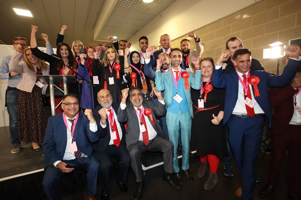 Labour candidates and supporters celebrate at the results count at Peterborough Arena, during the local government elections. Picture date: Friday May 6, 2022.
