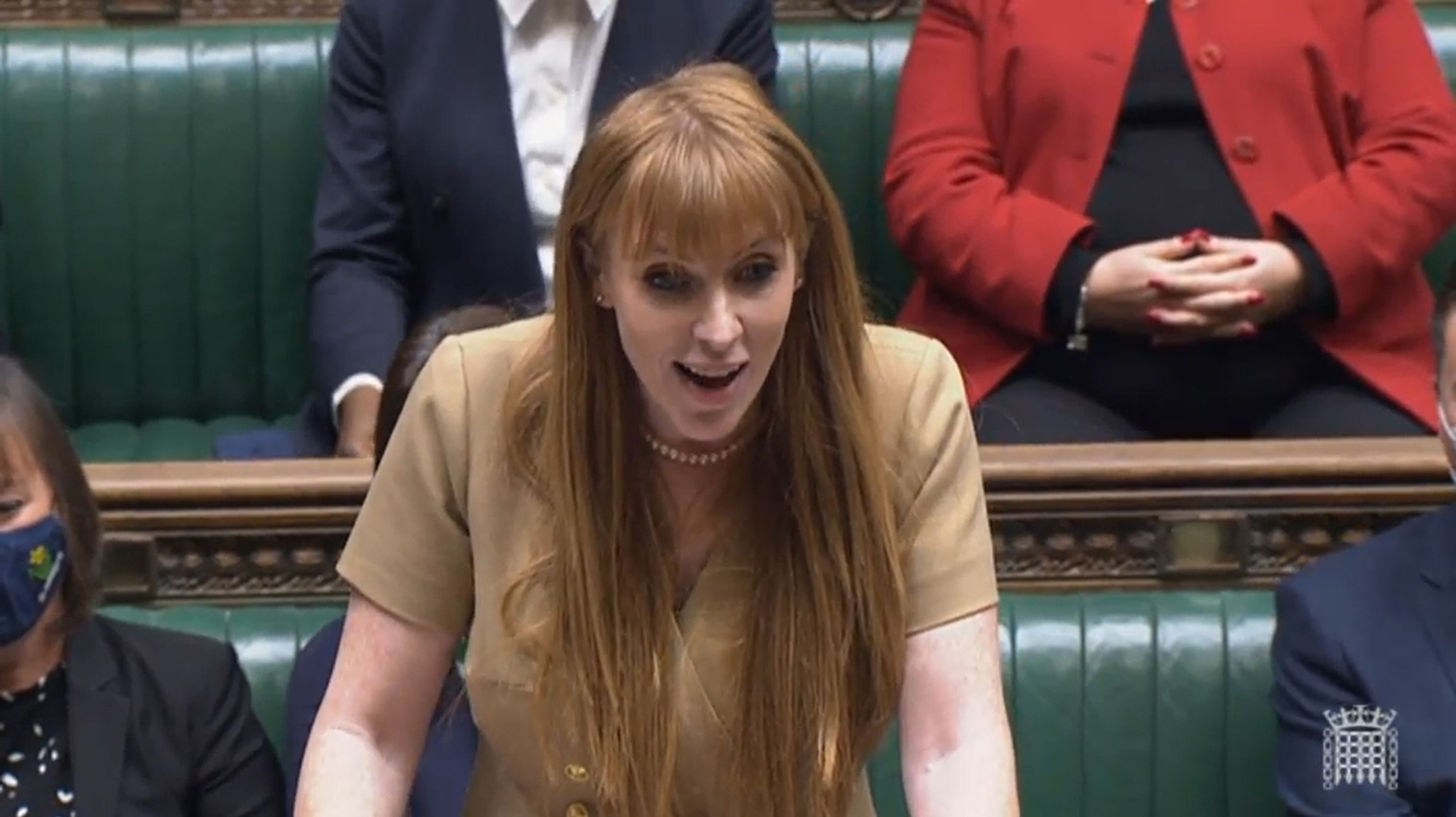 Labour deputy leader Angela Rayner speaking during Prime Minister's Questions in the House of Commons, London, she is standing in for Labour leader Sir Keir Starmer who has tested positive for Covid-19. Picture date: Wednesday January 5, 2022.
