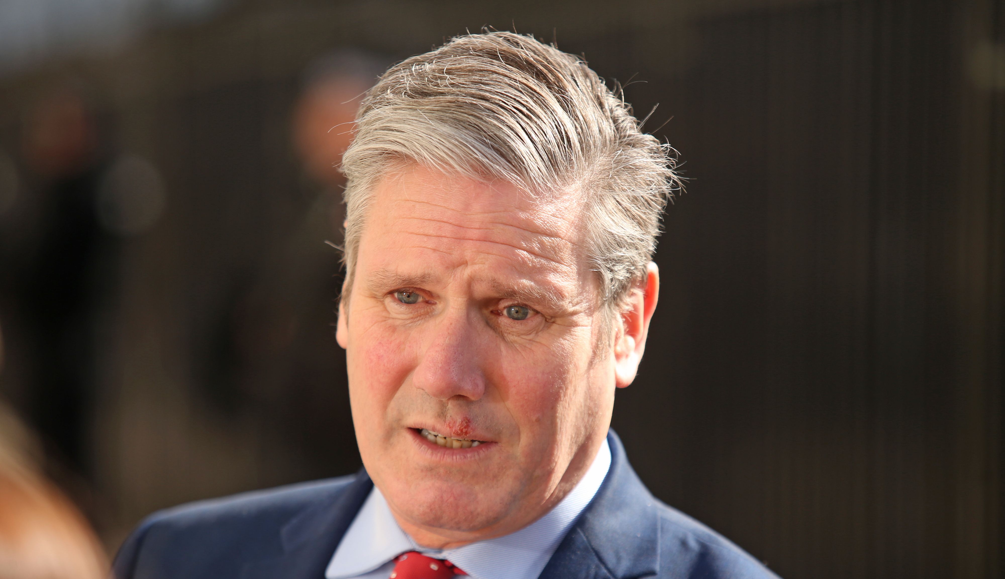 Labour leader Keir Starmer speaks to the media outside the Ministry of Defence, London, after a briefing on the situation in the Ukraine. Picture date: Thursday March 17, 2022.