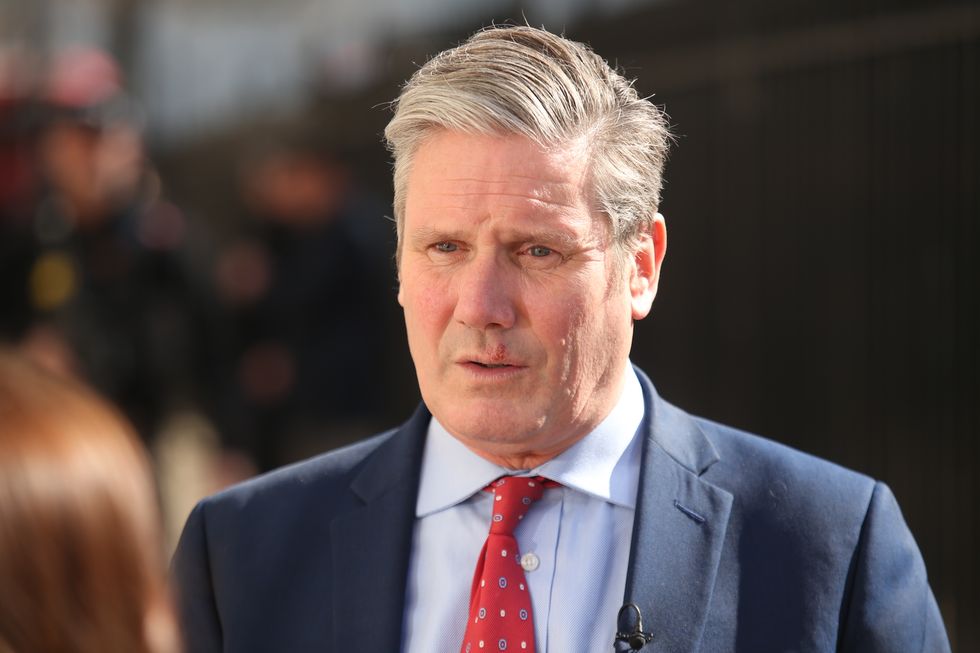 Labour leader Keir Starmer speaks to the media outside the Ministry of Defence, London