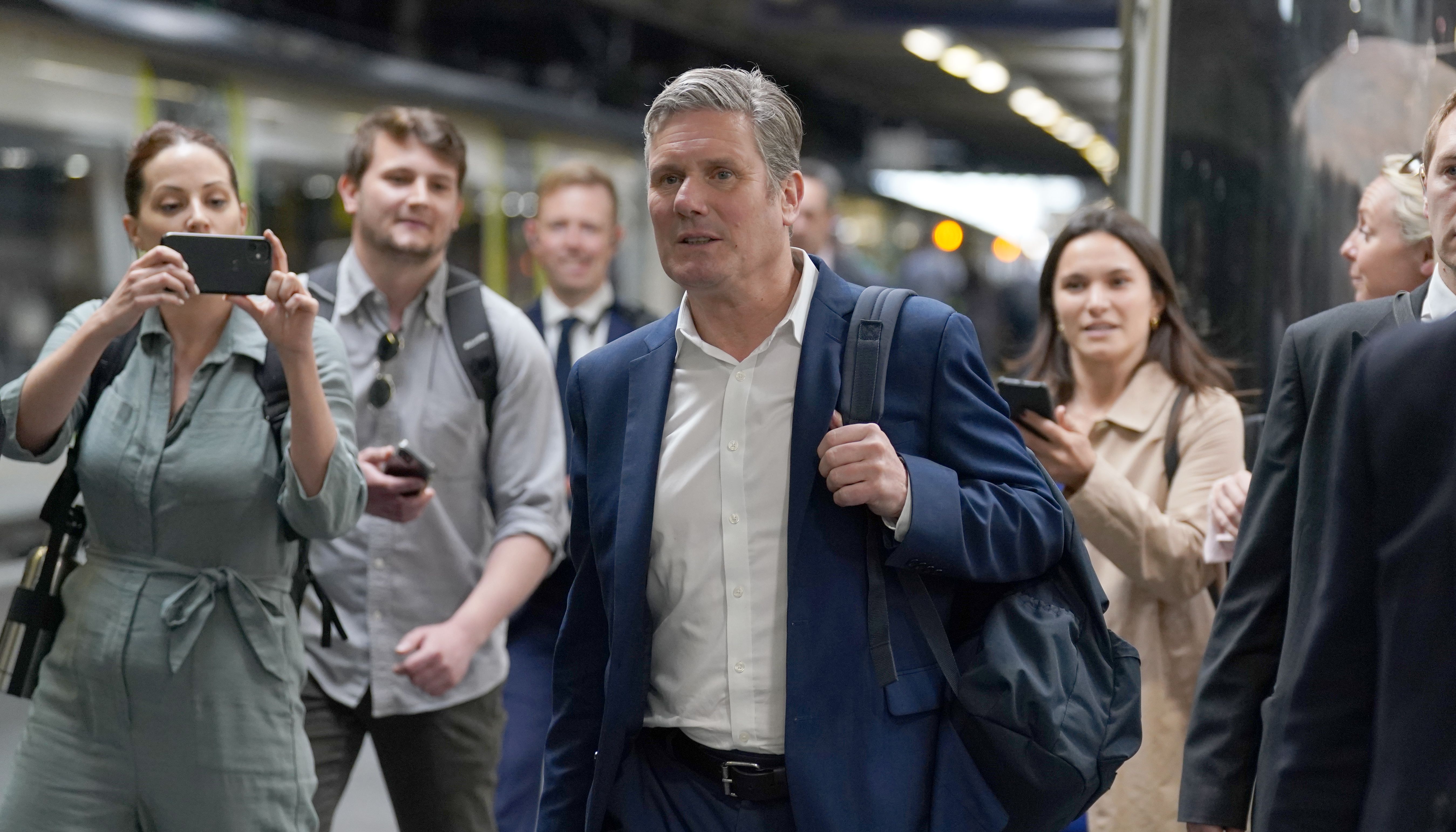 Labour leader Sir Keir Starmer arriving at Euston train station, London, after visiting Carlisle following the announcement that he is to be investigated by police amid allegations he broke lockdown rules last year, after receipt of %22significant new information%22. Picture date: Friday May 6, 2022.