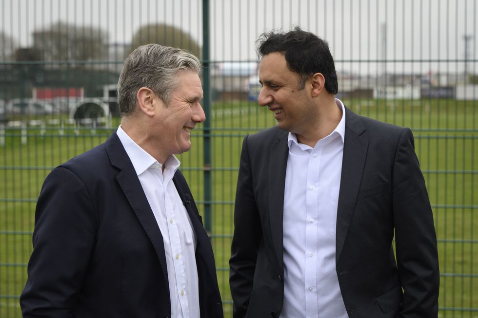 Labour leader Sir Keir Starmer (left) and Scottish Labour leader Anas Sarwar during a visit to Glasgow Perthshire football club, as part of a campaign visit in Glasgow. Picture date: Tuesday April 12, 2022.