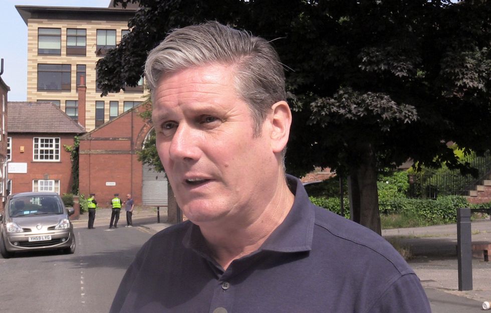 Labour leader Sir Keir Starmer speaks to the media during the Wakefield by-election campaign trail. Picture date: Saturday June 18, 2022.