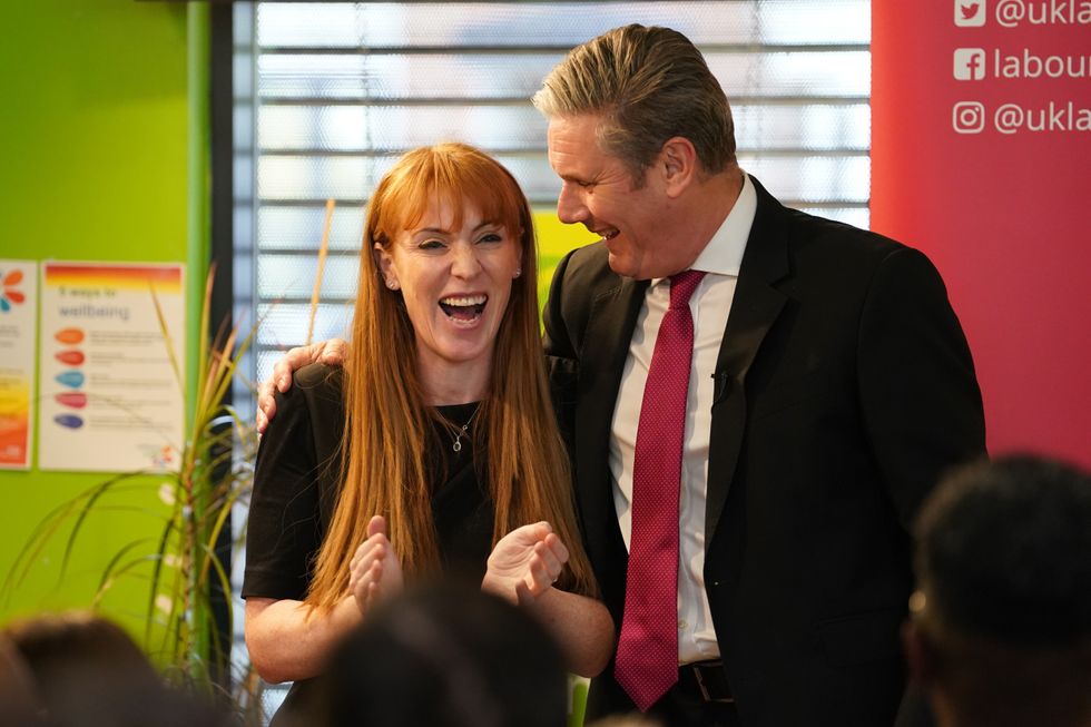 Labour leader Sir Keir Starmer with deputy leader Angela Rayner, during their visit to Gillingham, Kent
