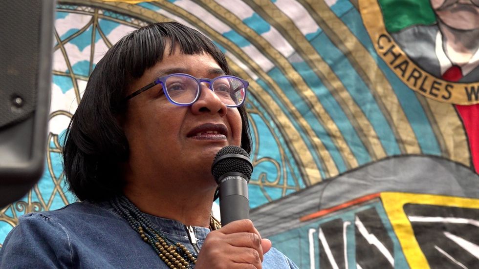 Labour MP Diane Abbott speaks at a rally outside Kings Cross station, London, as train services continue to be disrupted following the nationwide strike by members of the Rail, Maritime and Transport (RMT) union in a bitter dispute over pay, jobs and conditions