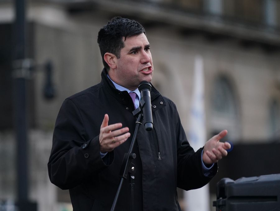 Labour MP for Leeds East, Richard Burgon, speaks during a protest in Whitehall, London, during the nurses strike