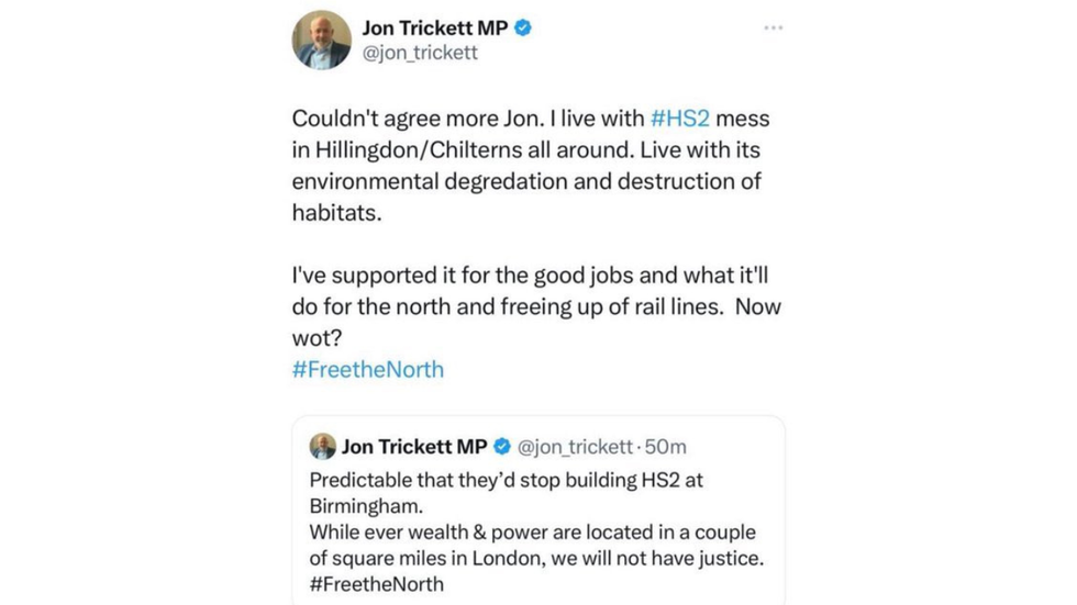 Labour MP Jon Trickett appears to agree with himself in a tweet