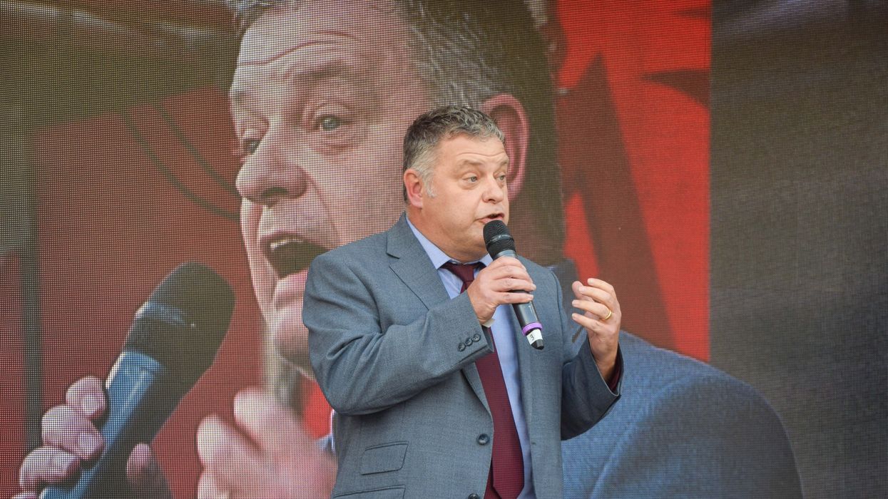 Labour MP Mike Amesbury speaks during a rally