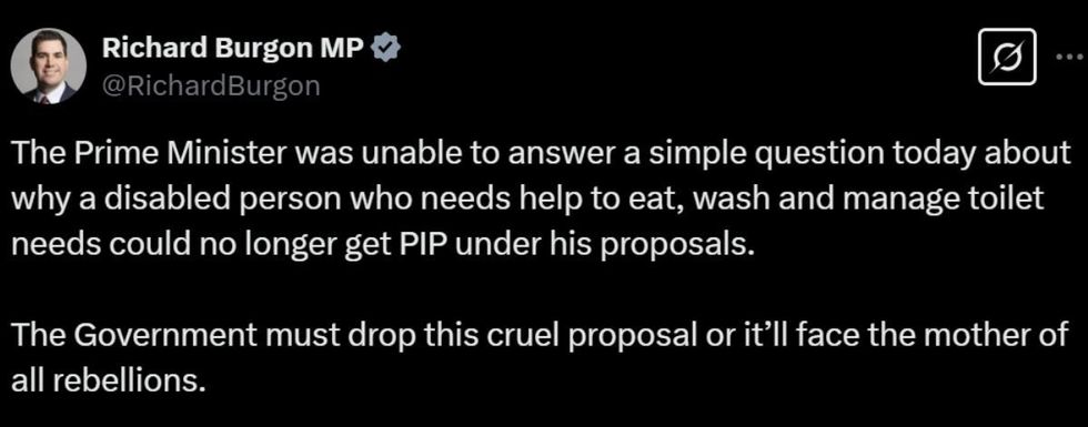 Labour MP Richard Burgon is warning the Prime Minister about the 'mother of all rebellions'