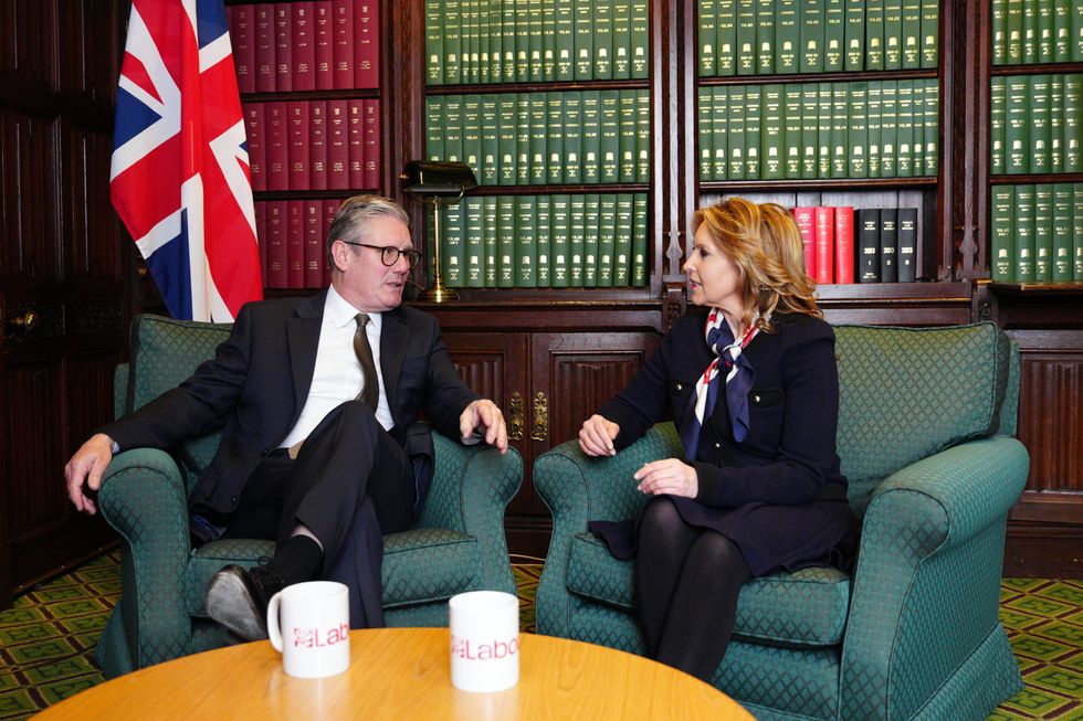 Labour Party leader Keir Starmer greets Natalie Elphicke