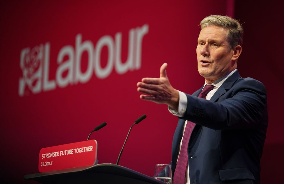Labour party leader Sir Keir Starmer delivering his keynote speech at the Labour Party conference in Brighton.