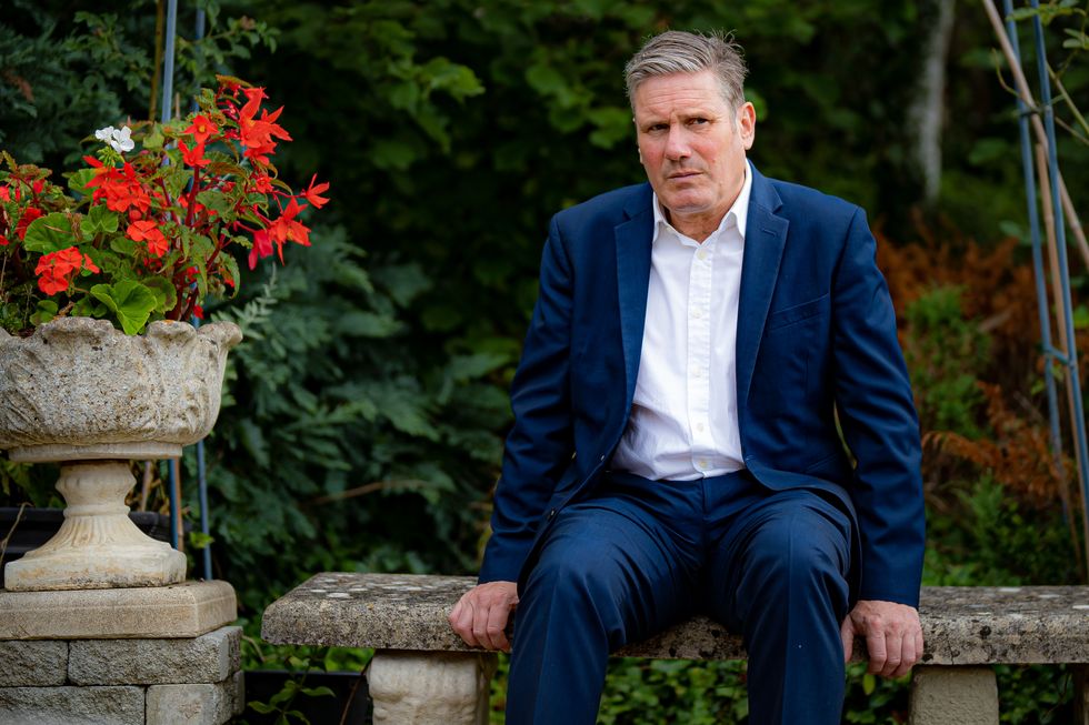 Labour Party leader Sir Keir Starmer during a visit to Stroud General Hospital