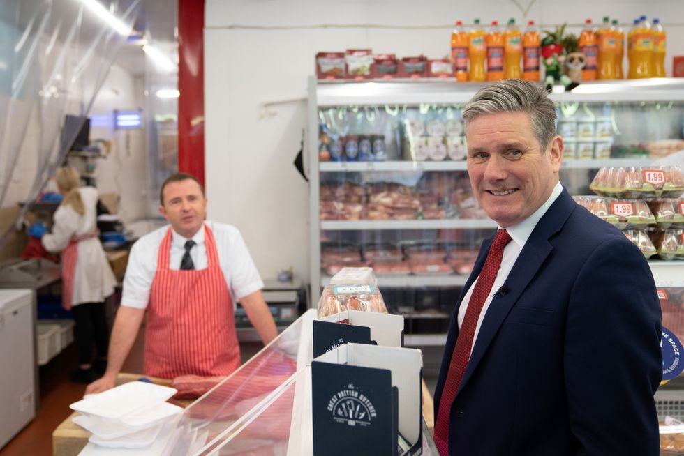 Labour Party leader Sir Keir Starmer visits Stevenage Family Butchers to talk about the rising cost of living and the impact it is having on those with fixed incomes. Picture date: Monday March 21, 2022.